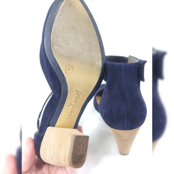 Paul Green Navy Ankle Strap Heels 5 - Picture 8 of 8
